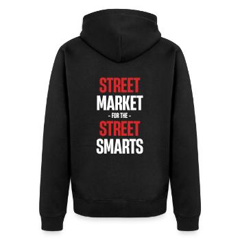 Street markets for street smarts - Unisex Premium Organic Zip Hoodie - black - Back - Nico (187cm)