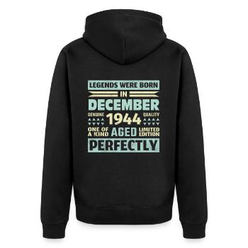 79ème Anniversaire Décembre Millésime 1944 Millésime - Veste à capuche bio Premium Unisexe - noir - Dos - Nico (187cm)