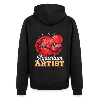 Blumenhorn Fisch Liebhaber Süßwasser Aquarienfisch - Unisex Premium Bio Zip Hoodie - Schwarz - Hinten - Nico (187cm)