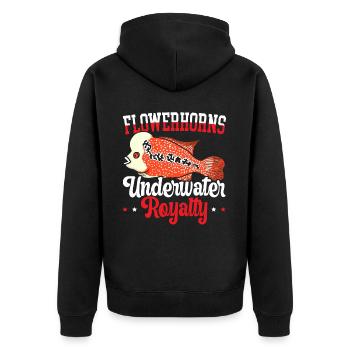 Flowerhorn Fish Lover Freshwater Aquarium Fish - Unisex Premium Organic Zip Hoodie - black - Back - Nico (187cm)