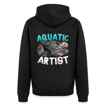 Flowerhorn Fish Lover Freshwater Aquarium Fish - Unisex Premium Organic Zip Hoodie - black - Back - Nico (187cm)