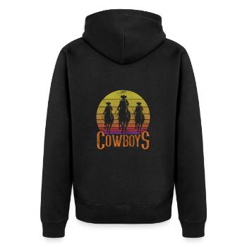 Cowboy - Unisex Premium Bio Zip Hoodie - Schwarz - Hinten - Nico (187cm)
