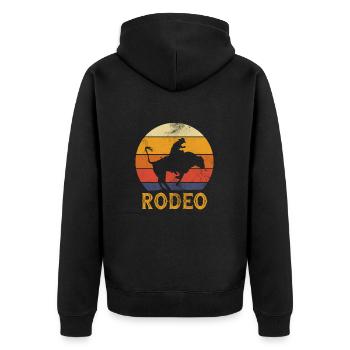 Cowboy - Unisex Premium Bio Zip Hoodie - Schwarz - Hinten - Nico (187cm)