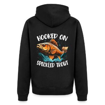 Speckled Trout Fish Fisher Fisherman Fishing - Unisex Premium Organic Zip Hoodie - black - Back - Nico (187cm)