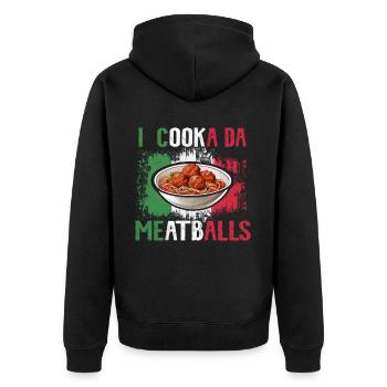 I Cooka Da Meatballs - Unisex Premium Bio Zip Hoodie - Schwarz - Hinten - Nico (187cm)