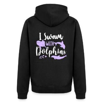 Dauphin J’ai nagé avec les dauphins - Veste à capuche bio Premium Unisexe - noir - Dos - Nico (187cm)
