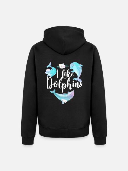 Dolphin I Like Dolphins - Unisex Premium Organic Zip Hoodie - black
