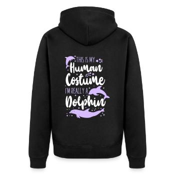 Dolphin This Is My Human Costume - Unisex Premium Organic Zip Hoodie - black - Back - Nico (187cm)