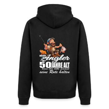 Dieser Angler ist 50 Jahre - Geburtstag - Unisex Premium Bio Zip Hoodie - Schwarz - Hinten - Nico (187cm)