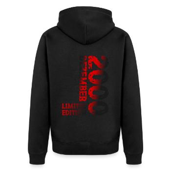 2000 Dezember Limited Edition 23. Geburtstag Deko - Unisex Premium Bio Zip Hoodie - Schwarz - Hinten - Nico (187cm)