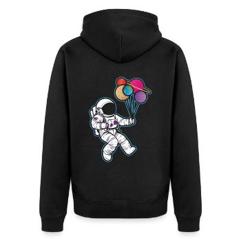 Astronaut Holding Planet Balloons Solar System - Unisex Premium Organic Zip Hoodie - black - Back - Nico (187cm)