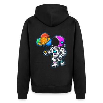 Astronaut Holding Planet Balloons Solar System - Unisex Premium Organic Zip Hoodie - black - Back - Nico (187cm)