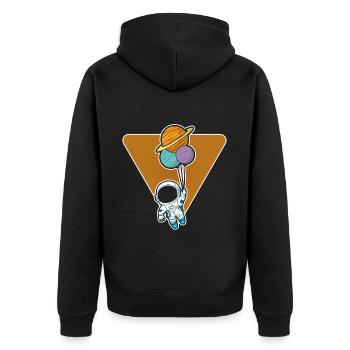 Astronaut Holding Planet Balloons Solar System - Unisex Premium Organic Zip Hoodie - black - Back - Nico (187cm)