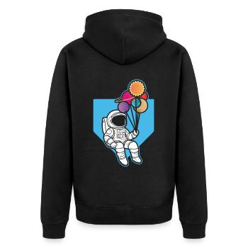 Astronaut Holding Planet Balloons Solar System - Unisex Premium Organic Zip Hoodie - black - Back - Nico (187cm)