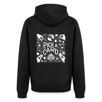 Pick a Card - Magical Gift for Magicians - Unisex Premium Organic Zip Hoodie - black - Back - Nico (187cm)