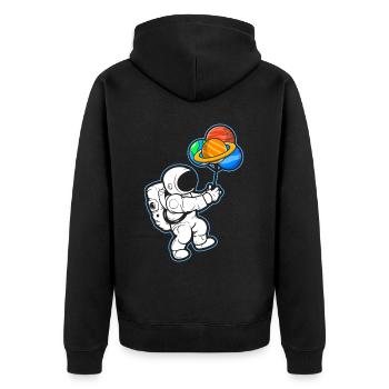 Astronaut Holding Planet Balloons Solar System - Unisex Premium Organic Zip Hoodie - black - Back - Nico (187cm)