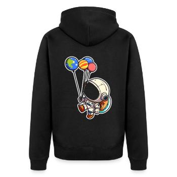 Astronaut Holding Planet Balloons Solar System - Unisex Premium Organic Zip Hoodie - black - Back - Nico (187cm)