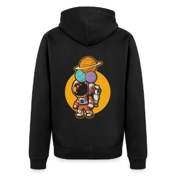 Astronaut Holding Planet Balloons Solar System - Unisex Premium Organic Zip Hoodie - black - Back - Nico (187cm)