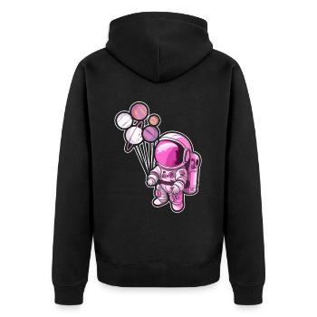 Astronaut Holding Planet Balloons Solar System - Unisex Premium Organic Zip Hoodie - black - Back - Nico (187cm)
