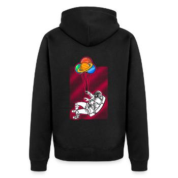 Astronaut Holding Planet Balloons Solar System - Unisex Premium Organic Zip Hoodie - black - Back - Nico (187cm)