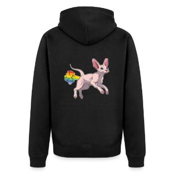 Sphynx Cat Rainbow Rainbow Fart - Unisex Premium Organic Zip Hoodie - black - Back - Nico (187cm)