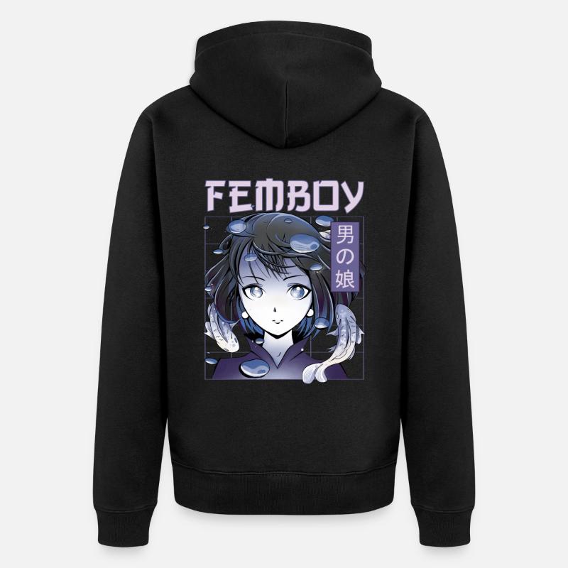 Femboy Travestissement Travesti MTF Anime - Veste à capuche bio Premium Unisexe - noir