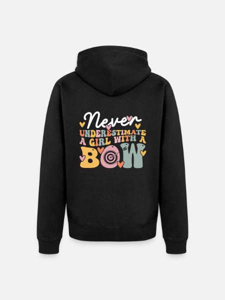 Groovy Archery Girl - Unisex Premium Organic Zip Hoodie - black
