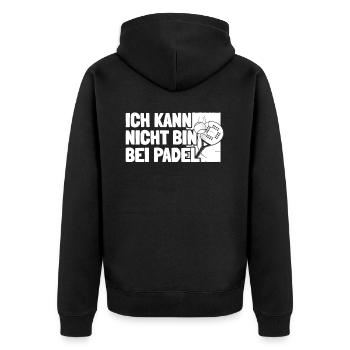 Padel No Puedo Tengo Padel - Unisex Premium Bio Zip Hoodie - Schwarz - Hinten - Nico (187cm)