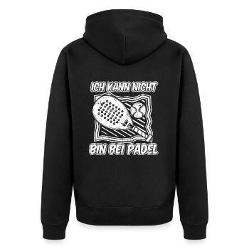 Padel No Puedo Tengo Padel - Unisex Premium Bio Zip Hoodie - Schwarz - Hinten - Nico (187cm)