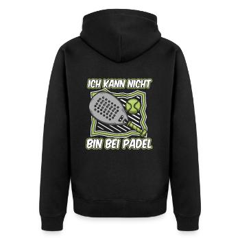 Padel No Puedo Tengo Padel - Unisex Premium Bio Zip Hoodie - Schwarz - Hinten - Nico (187cm)