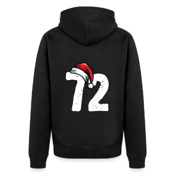 72 Zahl Weihnachten - Unisex Premium Bio Zip Hoodie - Schwarz - Hinten - Nico (187cm)
