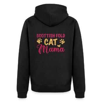 Scottish Fold Cat Mom - Unisex Premium Bio Zip Hoodie - Schwarz - Hinten - Nico (187cm)