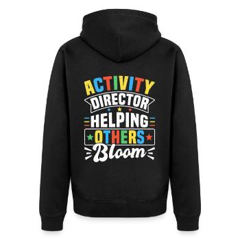 Awesome Activity Director - Unisex Premium Bio Zip Hoodie - Schwarz - Hinten - Nico (187cm)