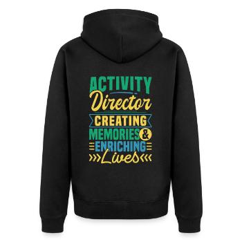 Activity Director Appreciation - Unisex Premium Bio Zip Hoodie - Schwarz - Hinten - Nico (187cm)