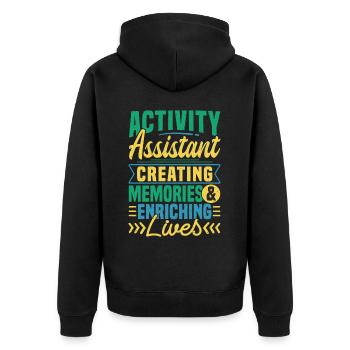 Activity Assistant Appreciation - Unisex Premium Bio Zip Hoodie - Schwarz - Hinten - Nico (187cm)