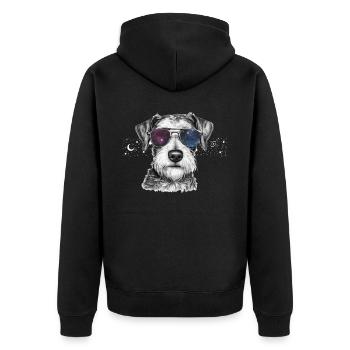 Miniature Schnauzer In Galaxy Sunglasses Space Dog - Unisex Premium Bio Zip Hoodie - Schwarz - Hinten - Nico (187cm)