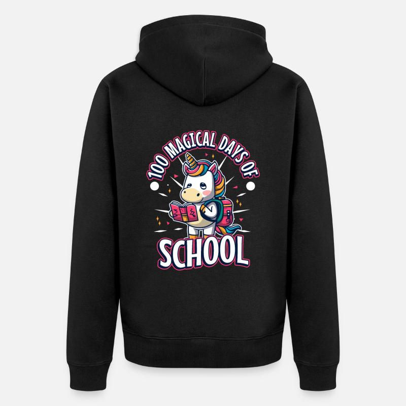 Joyeux 100 jours d’apprentissage magique - Veste à capuche bio Premium Unisexe - noir