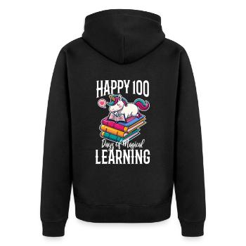 Joyeux 100 jours d’apprentissage magique - Veste à capuche bio Premium Unisexe - noir - Dos - Nico (187cm)