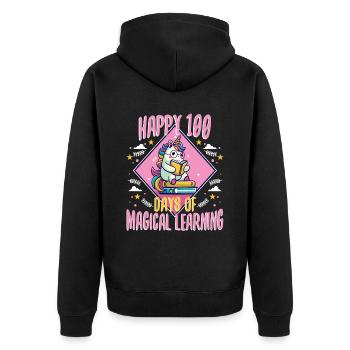 Unicorns are awesome therefore i am a unicorn - Unisex Premium Bio Zip Hoodie - Schwarz - Hinten - Nico (187cm)