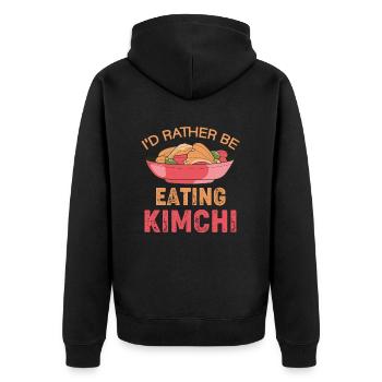 I prefer to eat kimchi, Korean cuisine, bibimbap - Unisex Premium Organic Zip Hoodie - black - Back - Nico (187cm)
