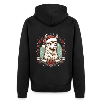 Lama en robe de Noël : joie festive - Veste à capuche bio Premium Unisexe - noir - Dos - Nico (187cm)