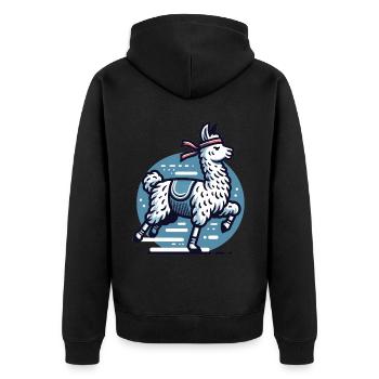 Jogger Lama : Sportif sur la route - Veste à capuche bio Premium Unisexe - noir - Dos - Nico (187cm)