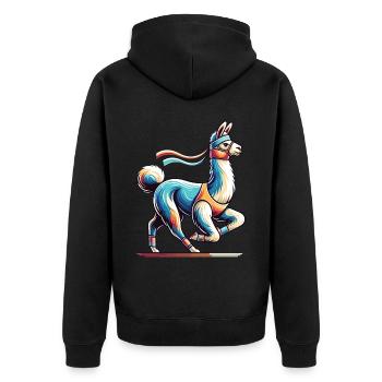 Lama coureur : le fitness avec style - Veste à capuche bio Premium Unisexe - noir - Dos - Nico (187cm)