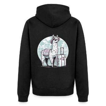 Llama Travel Fever : Voyage de découverte - Veste à capuche bio Premium Unisexe - noir - Dos - Nico (187cm)