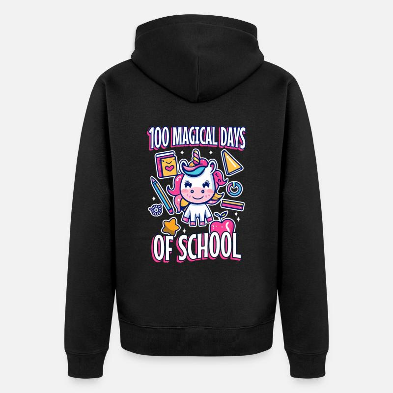 100 jours magiques d’école - Veste à capuche bio Premium Unisexe - noir