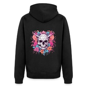 Demons Skull Pastel Gothic Occult Design - Unisex Premium Organic Zip Hoodie - black - Back - Nico (187cm)