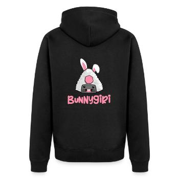 Bunnygirl Onigiri Puns Wasabi Wrappers Sashimi - Unisex Premium Bio Zip Hoodie - Schwarz - Hinten - Nico (187cm)