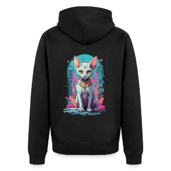 Kawaii Gothique Sphynx Chat Pastel Design Occulte - Veste à capuche bio Premium Unisexe - noir - Dos - Nico (187cm)