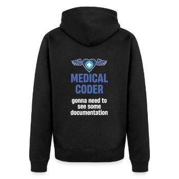 Medizinischer Programmierer Muss Sich Eine - Unisex Premium Bio Zip Hoodie - Schwarz - Hinten - Nico (187cm)
