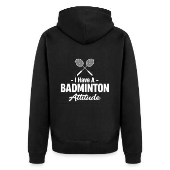 J’ai une attitude de joueur de badminton au ping-pong - Veste à capuche bio Premium Unisexe - noir - Dos - Nico (187cm)
